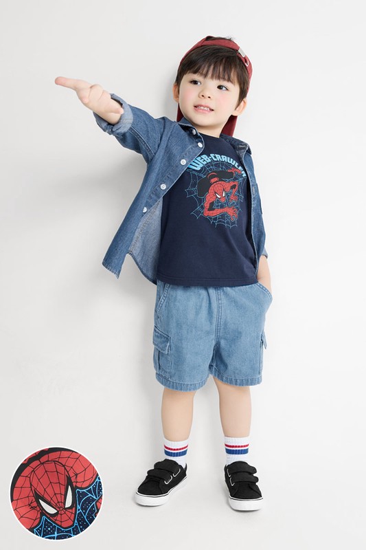 漫威系列純棉寬版印花背心-童