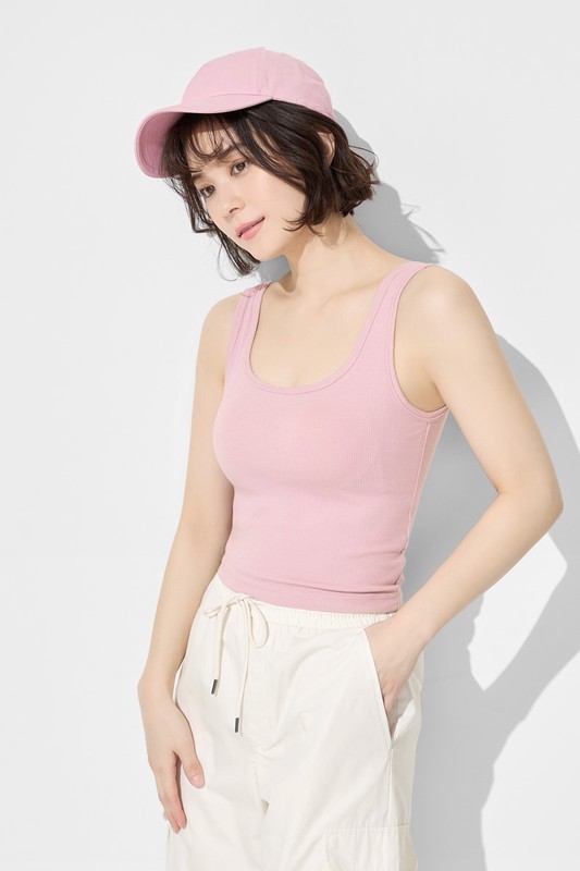 Bra羅紋中短版背心-女