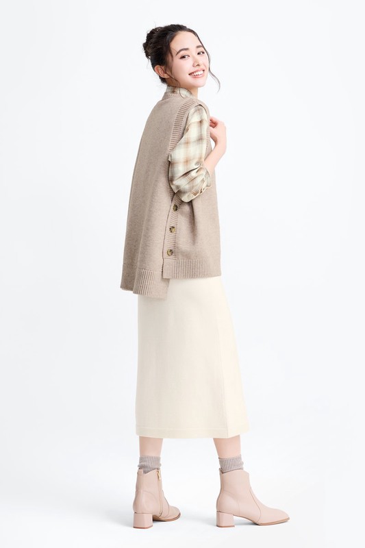 寬版圓領針織背心-女