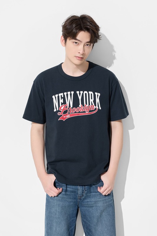 粗紡寬版文字印花T恤-01-男