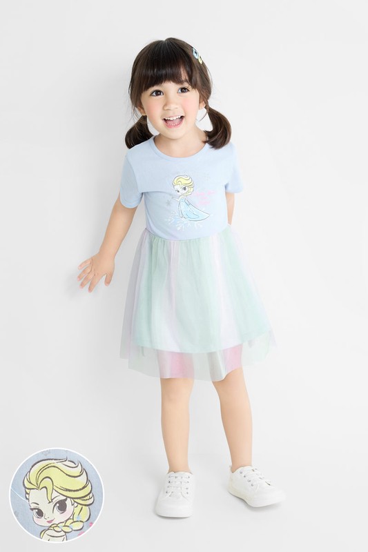 迪士尼系列紗裙短袖洋裝-童
