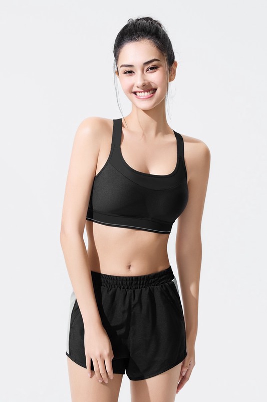 高度支撐背扣式配色Bra背心-女