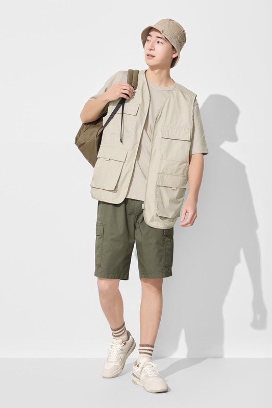 防潑水口袋工裝背心-男