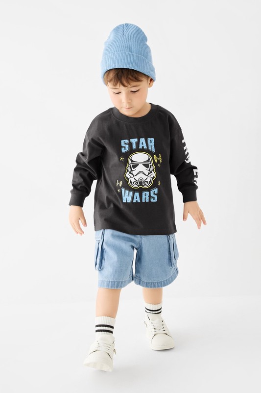 STAR WARS系列寬版長袖印花T恤-05-童