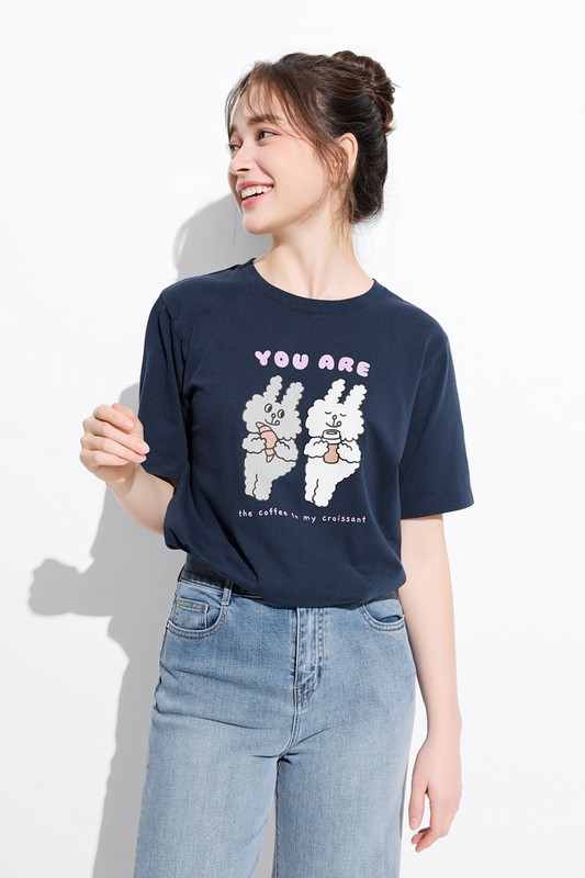 Bunni Konbiny寬版印花T恤-06-女