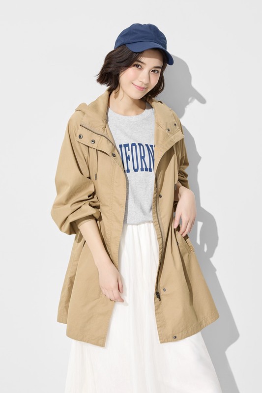 水洗寬鬆長版連帽外套-女