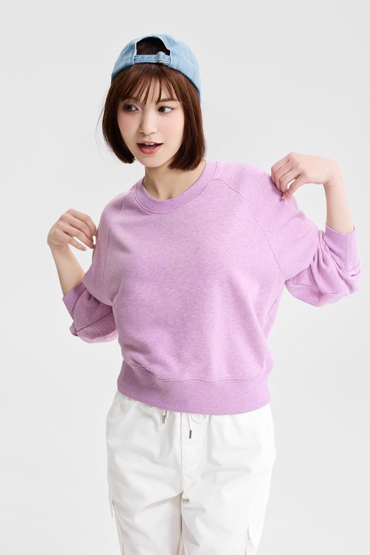 毛圈寬版休閒圓領衫-女