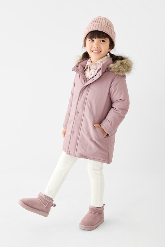 極暖羽絨中長版連帽外套-童