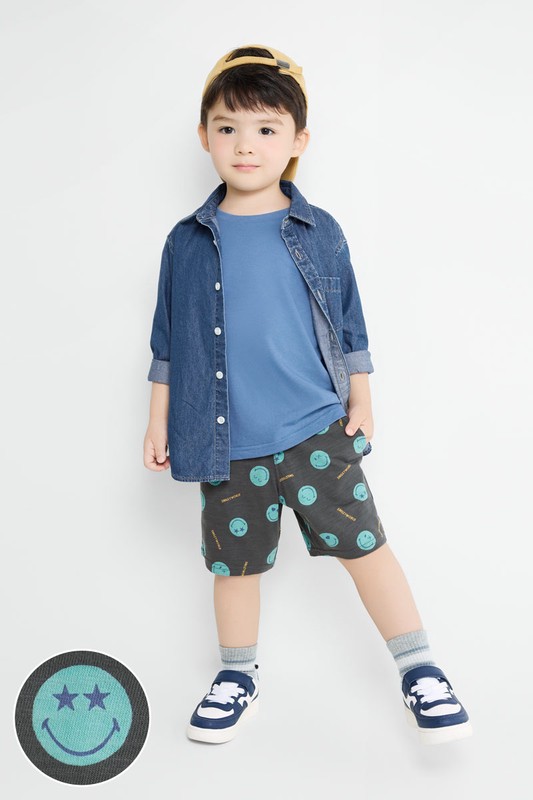 SmileyWorld®竹節棉印花口袋短褲-童