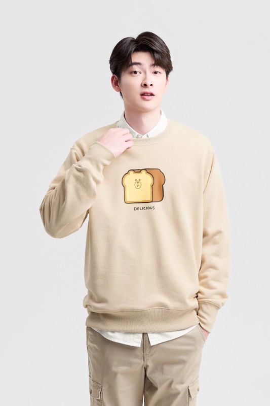 LINE FRIENDS毛圈印花圓領衫-02-男