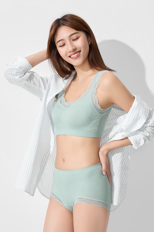 可拆式無縫Bra短版蕾絲背心-女