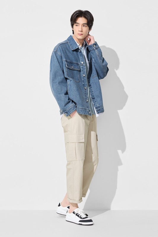 牛仔寬版外套-男