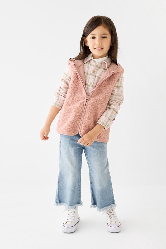 仿羊羔絨連帽背心-童