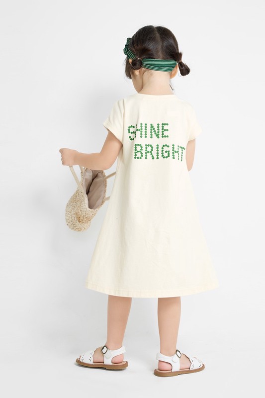 純棉文字印花洋裝-童