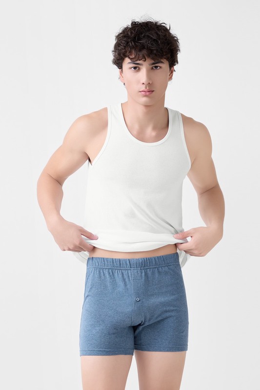 純棉針織四角褲-男