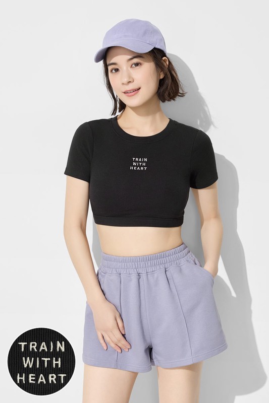 高度支撐電繡美背短版可拆式Bra上衣-女