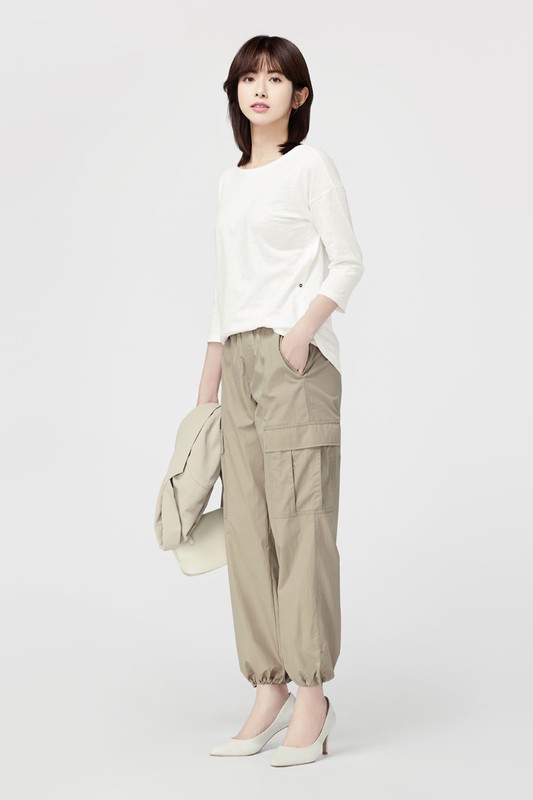 竹節棉船領七分袖上衣-女