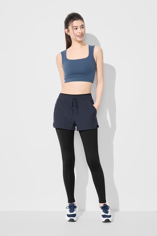 運動假兩件長褲-女