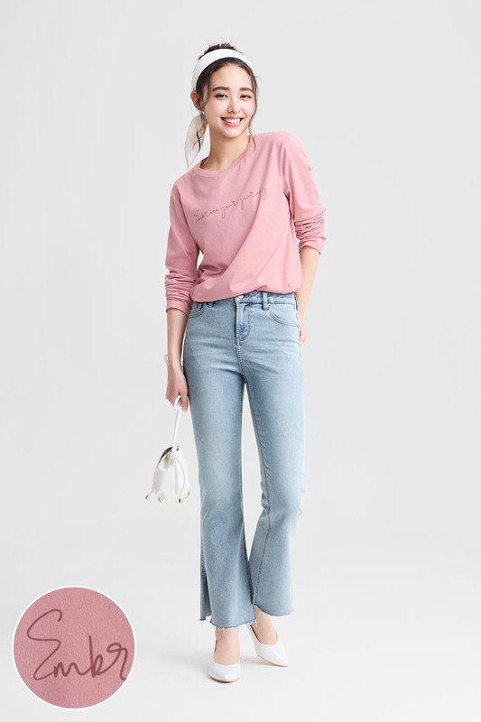 莫代爾文字長袖上衣-女