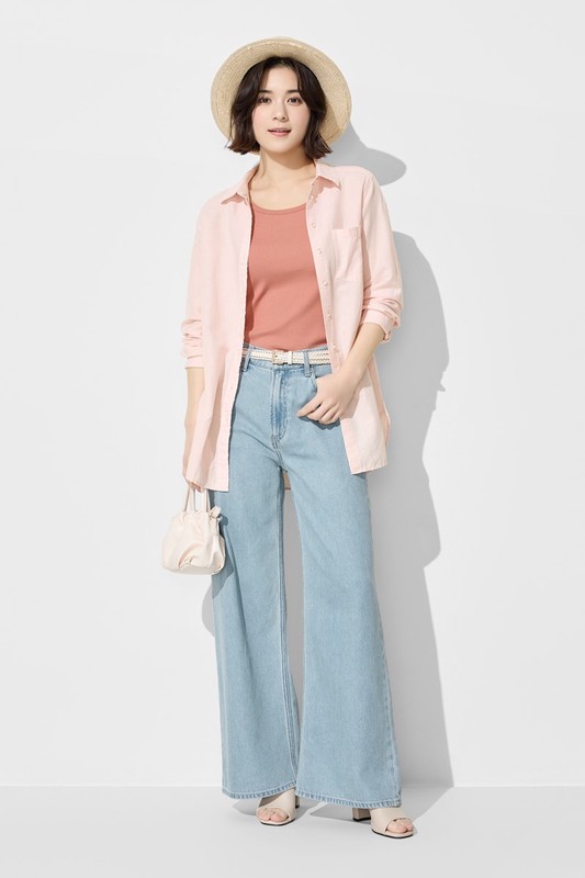 棉麻長版襯衫-女