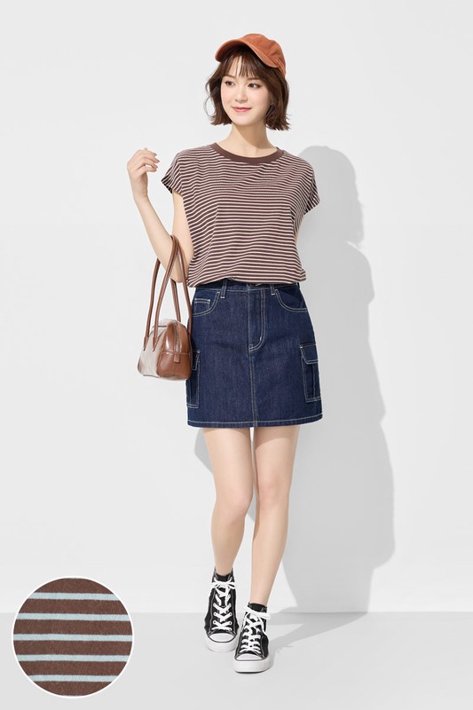 純棉寬版條紋上衣-女