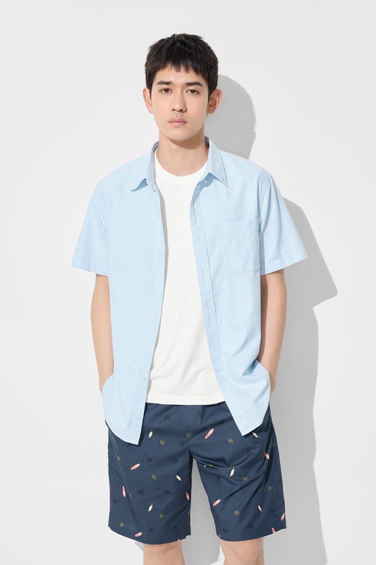 牛津短袖襯衫-男