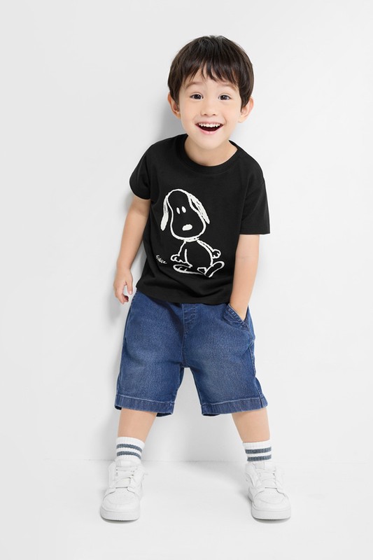 彈性牛仔輕便短褲-童