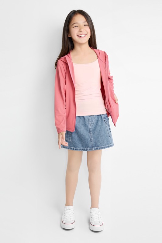 牛仔工裝連褲短裙-童