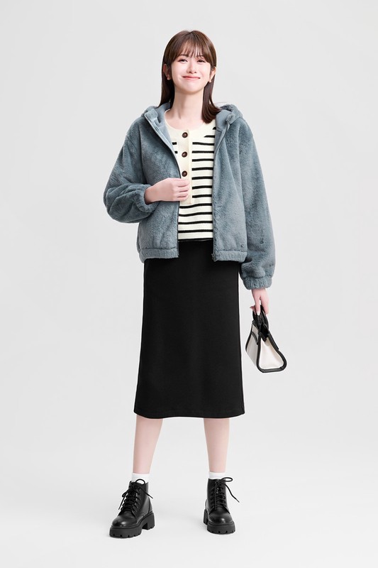 柔軟長刷毛連帽外套-女