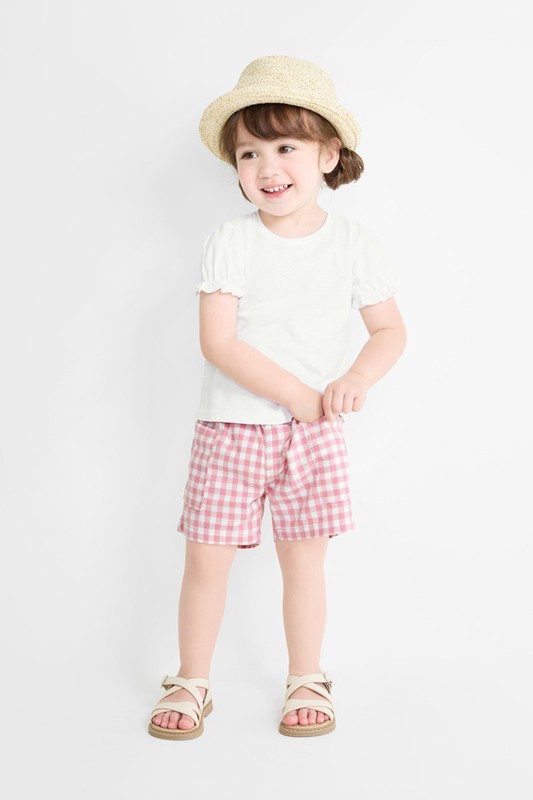 純棉格紋口袋短褲-Baby