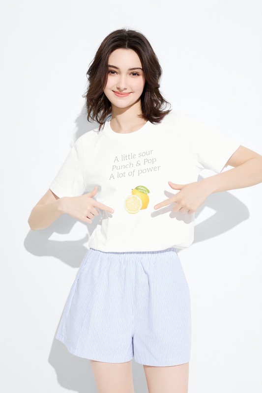 檸檬厚版印花T恤-女