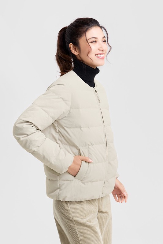 極暖羽絨無領外套-女