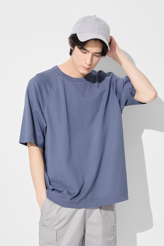 粗紡寬版拉克蘭袖T恤-男