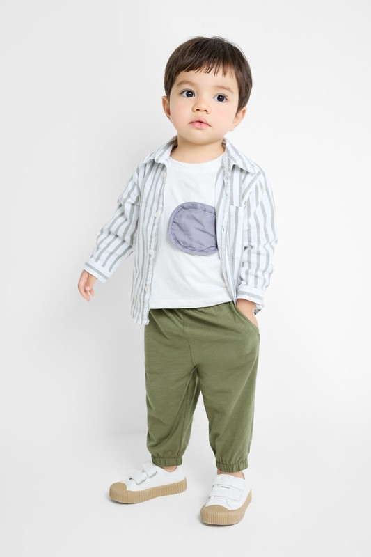 竹節棉束口褲-Baby