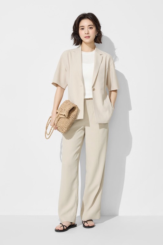 寬版短袖西裝外套-女