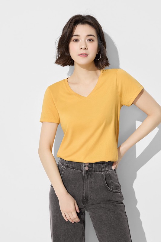 快乾棉V領T恤-女