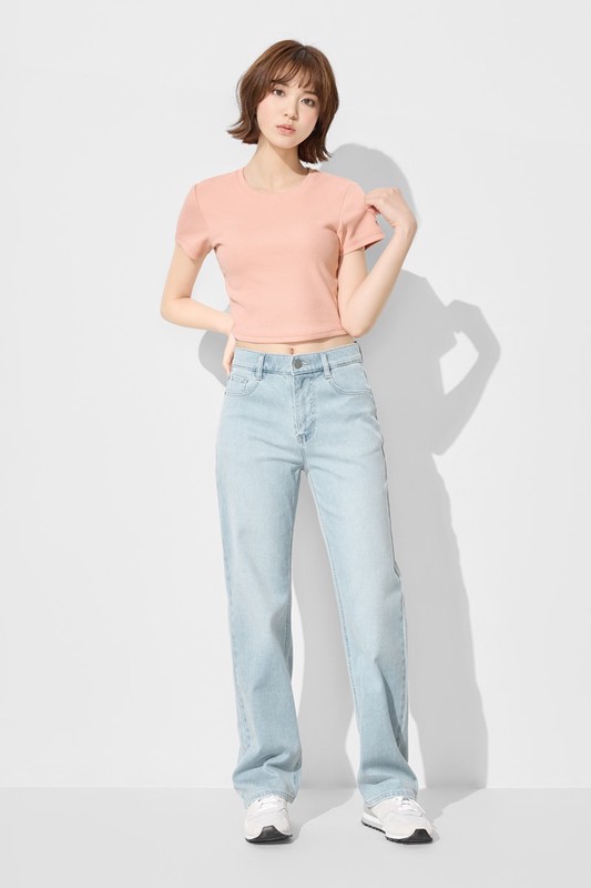 羅紋短版T恤-女