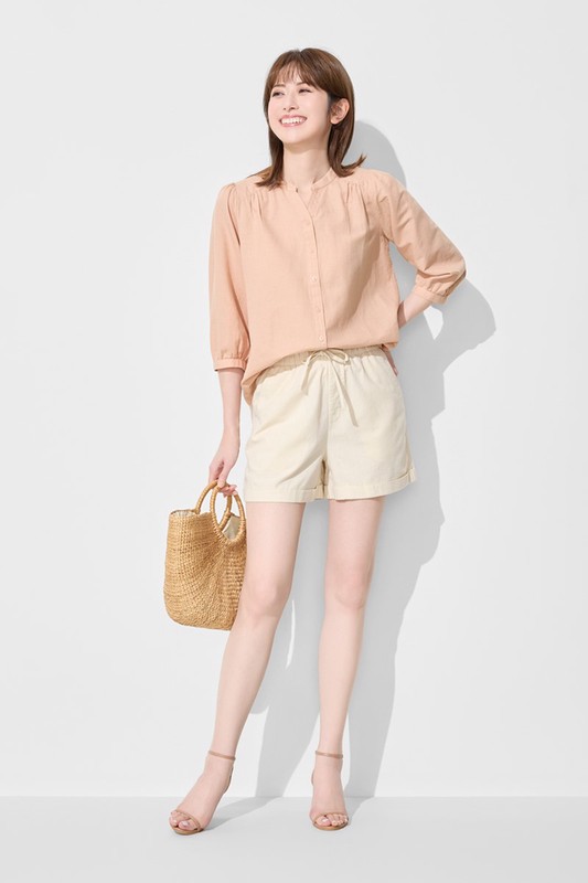 棉麻七分袖襯衫-女