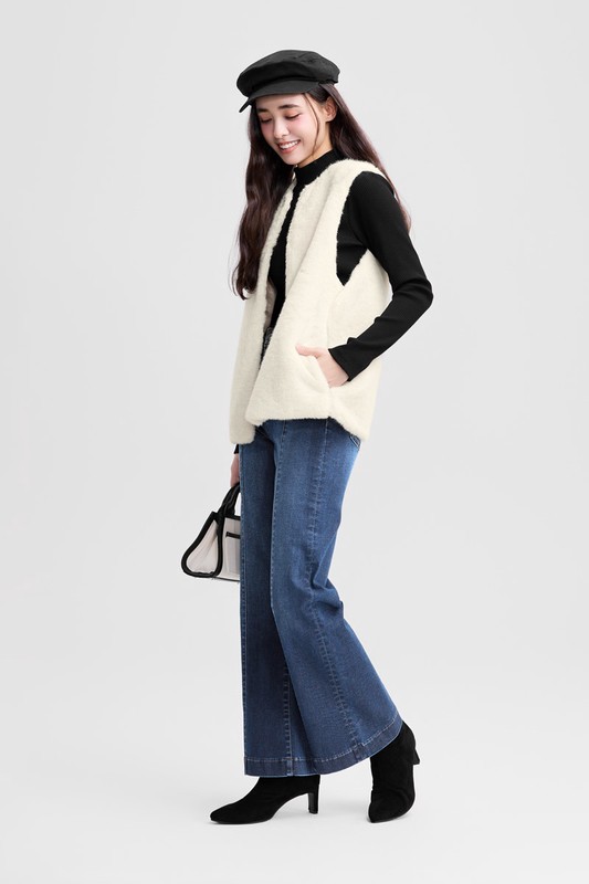 柔軟長刷毛背心-女