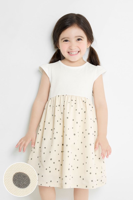 棉質點點印花拼接洋裝-童