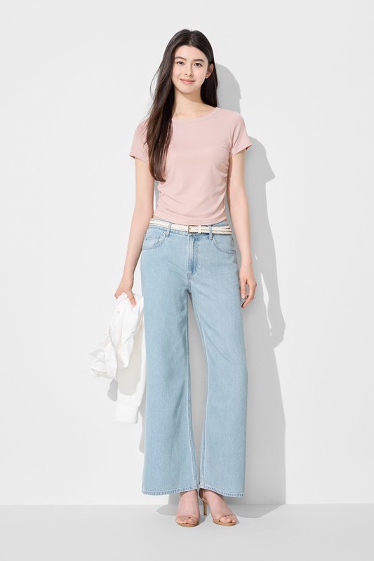 Bra輕柔抽皺短袖上衣-女