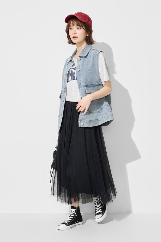 牛仔寬版背心-女