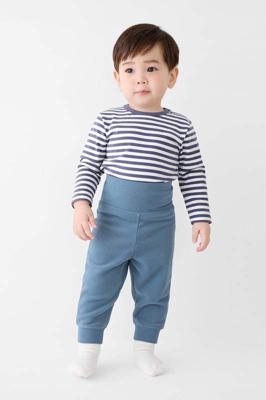 磨毛羅紋條紋圓領T恤-Baby