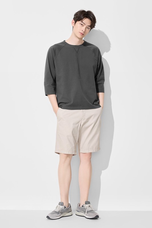 純棉厚寬版七分袖T恤-男