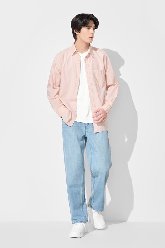 柔棉長袖襯衫-男