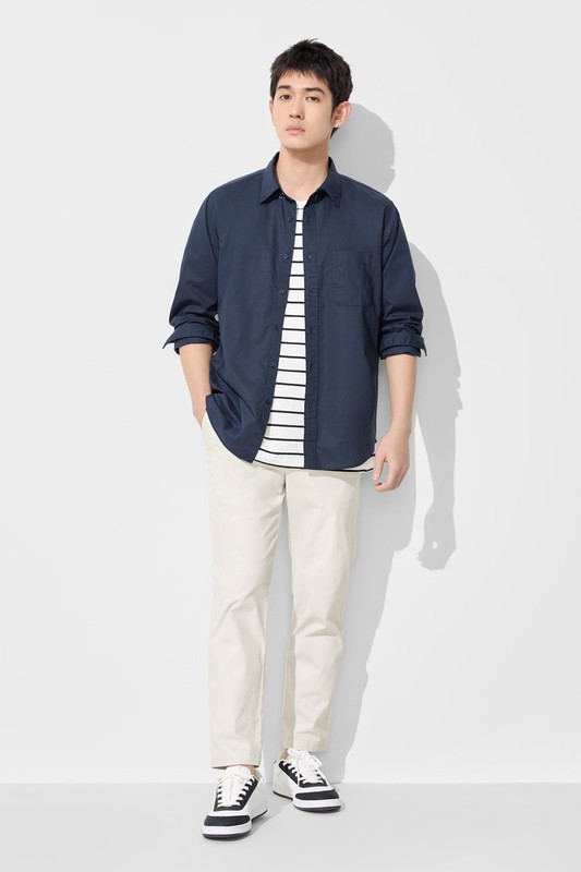 柔棉長袖襯衫-男