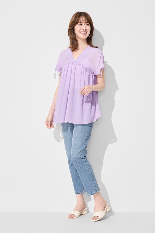 棉質抽繩造型上衣-女