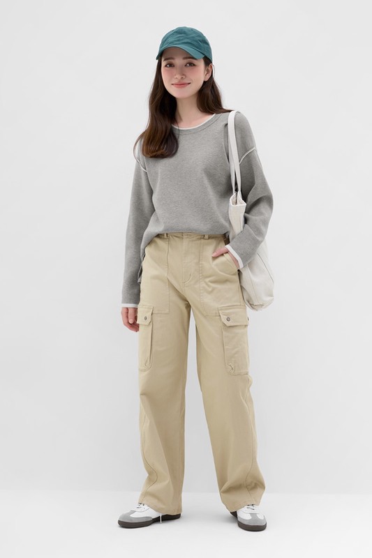 柔軟配色寬版毛衣-女