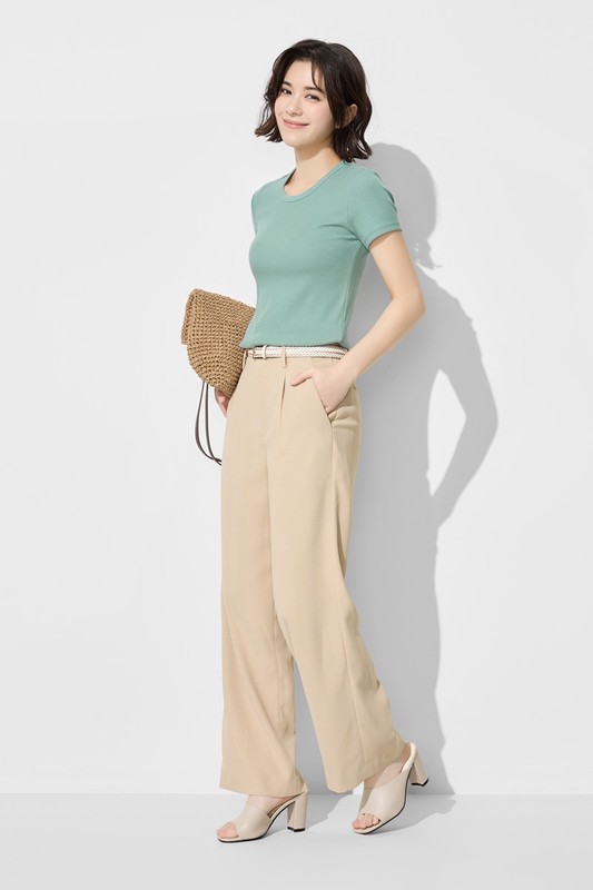 垂墜打褶寬褲-女