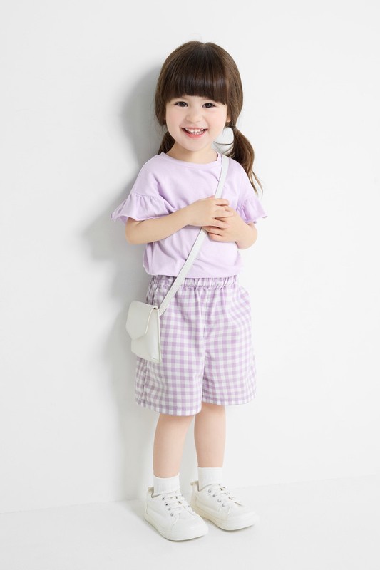 純棉輕便格紋短褲-童